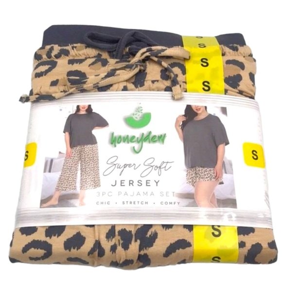 Honeydew Super Soft Jersey 3PC “Crescent Leopard” Pajama Set Size S - Picture 3 of 4
